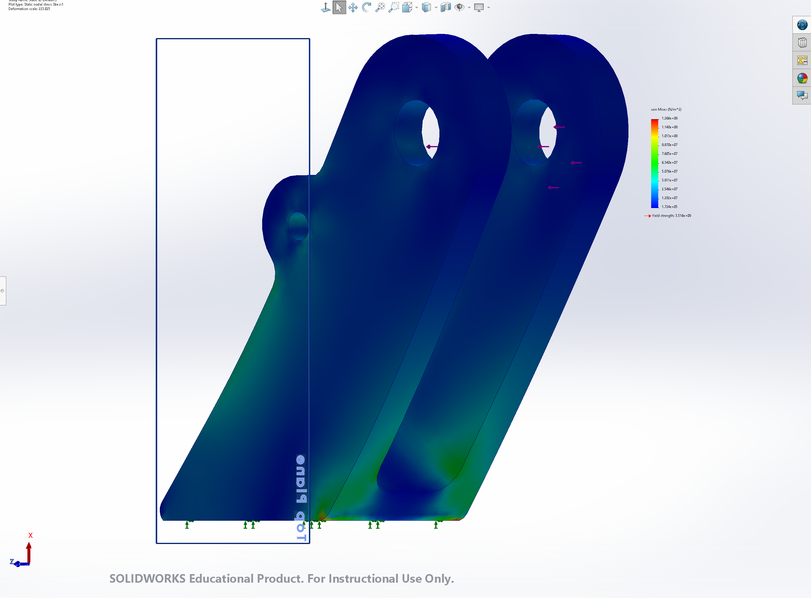 Brake pedal pivot FEA stress analysis