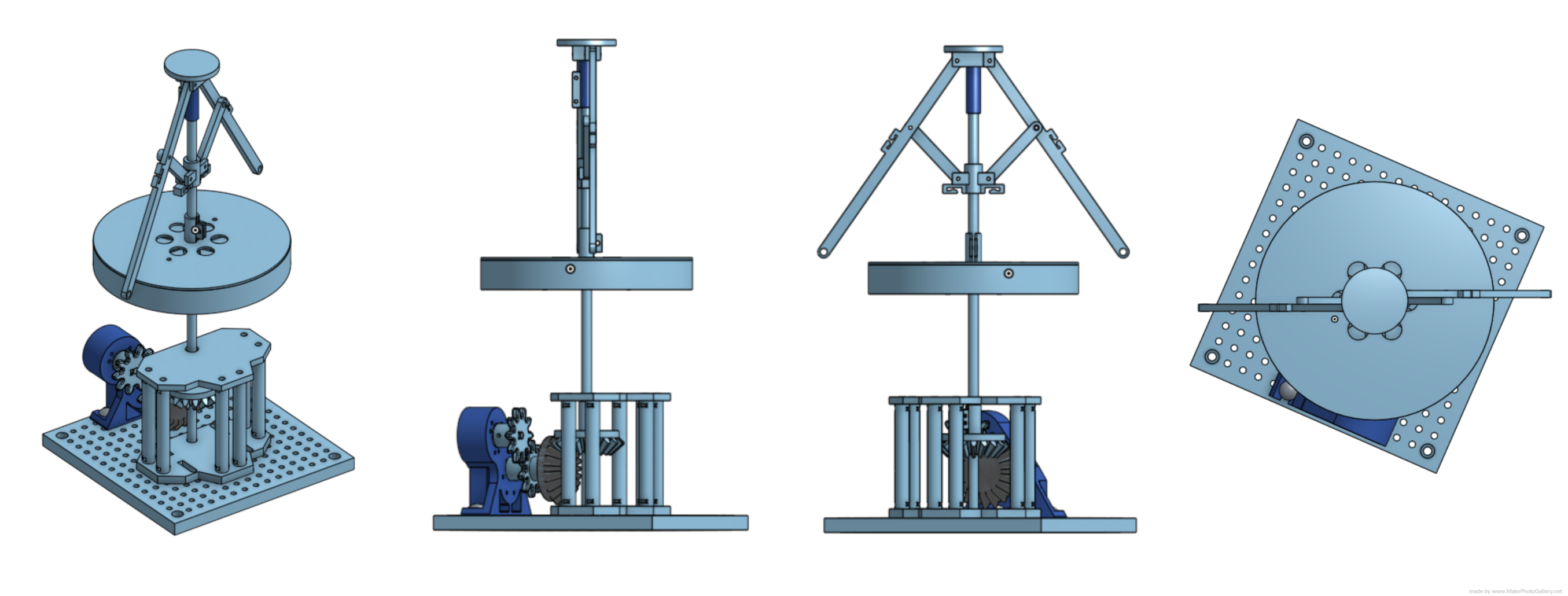 Flyball governor CAD model, multiple views